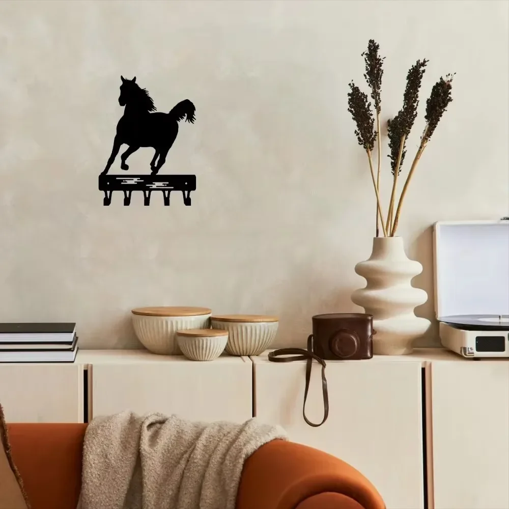 CIFBUY Black Iron Wall Mounted Key Holder Metal Hook Rack Organizer Functional Home Decor for Bedroom Kitchen Entrance Entryway