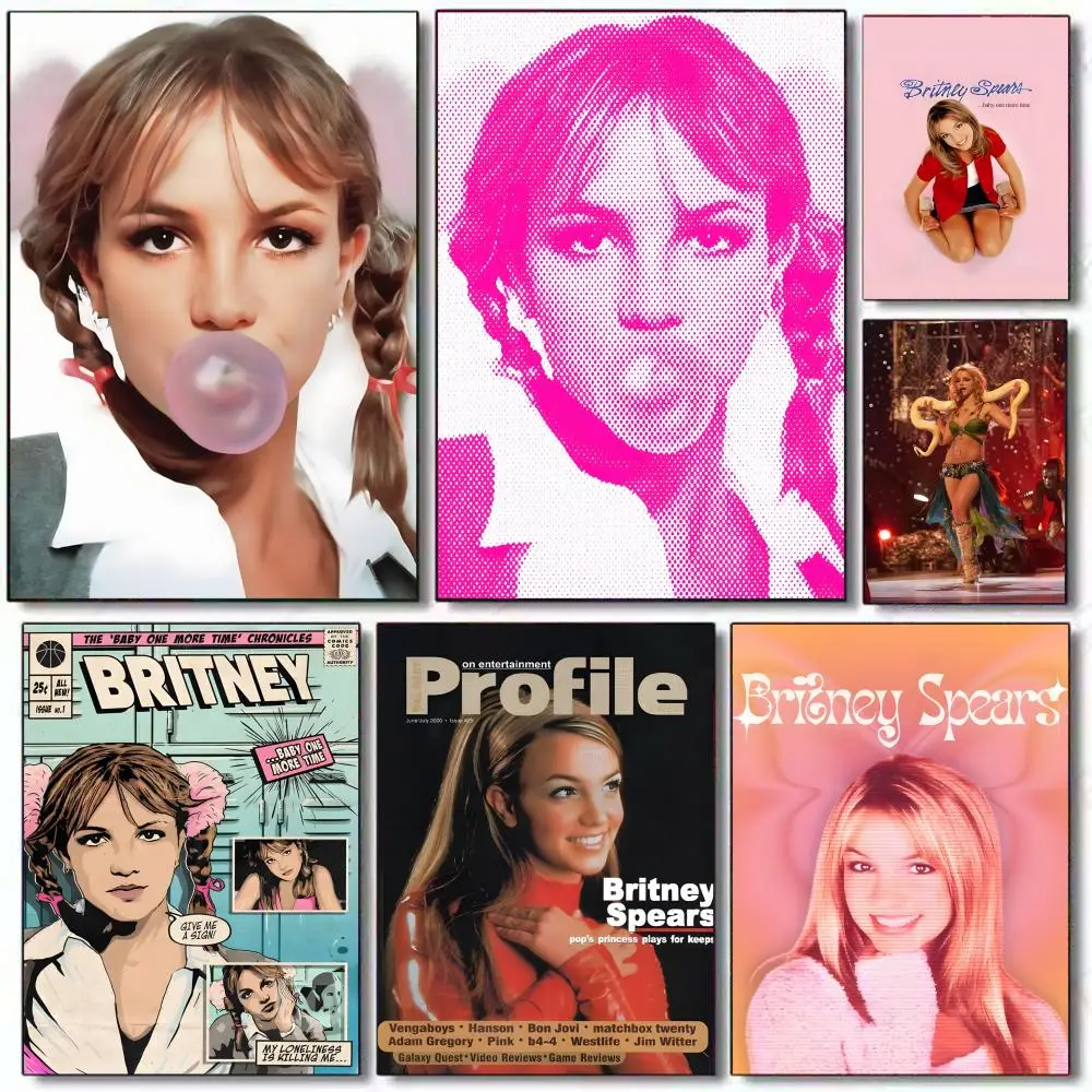Póster Adhesivo con Impresiones, Decoración para el Hogar, Dormitorio, Sala de Estar, Regalo, Cantante B-Britney Spears