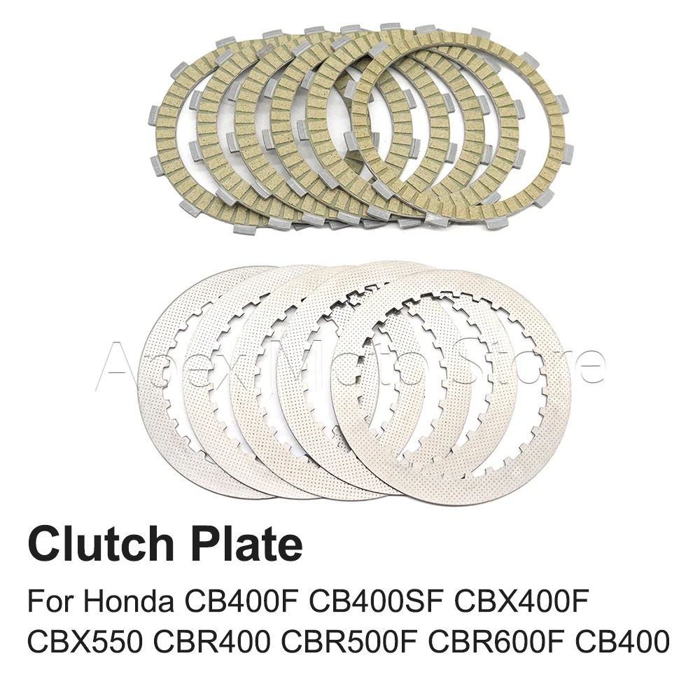 

Motorcycle Clutch Plate Steel Plate Friction Disc Kit For Honda CB400 VTEC CB400F CBX400F CB400SF CBX550 CBR400 CBR500F CBR600F