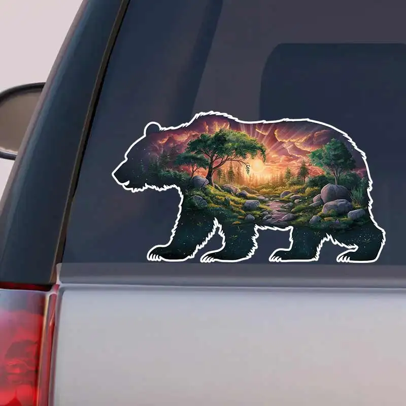 Car Sticker Bear Landscapes Decal Vinyl Detachable Waterproof Outdoor Car Bumper Window Notebook Computer Decoration Y398