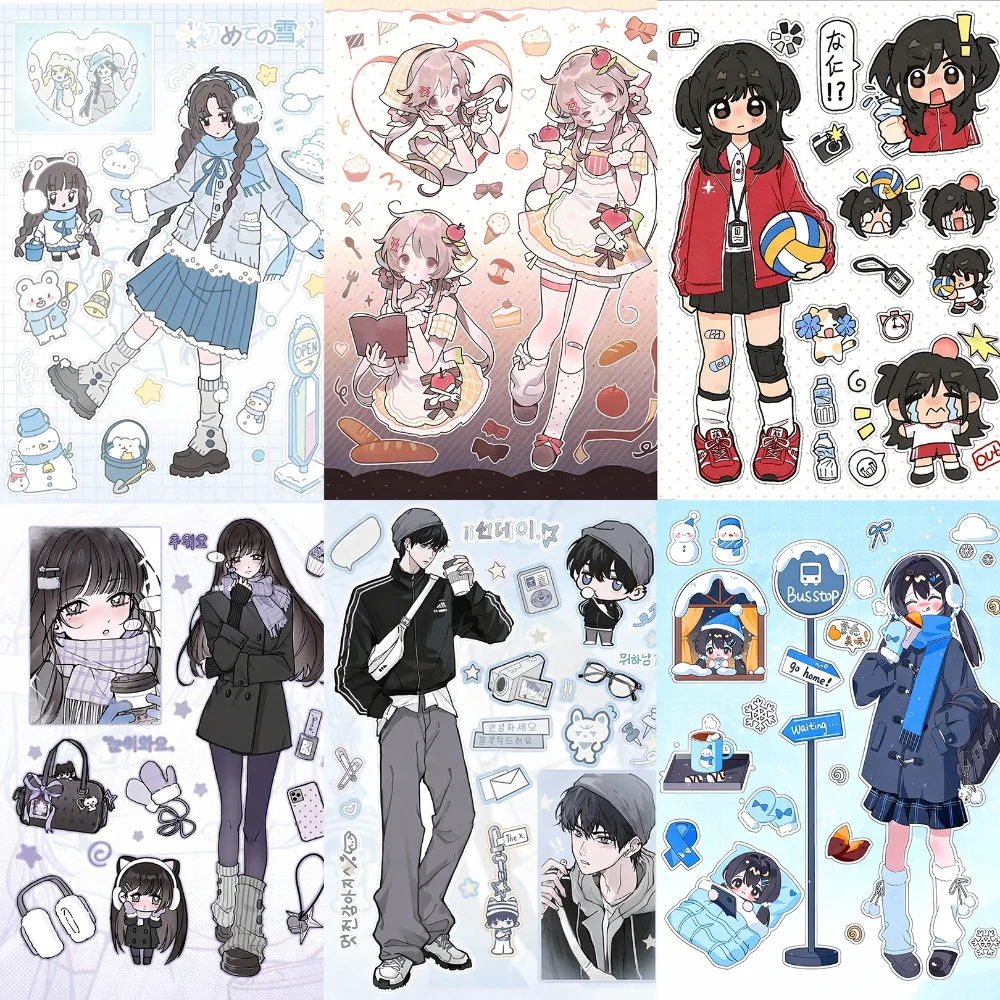 Winter Stickers Outfits in The Snow Daily Character Handbook Stickers DIY Decoration