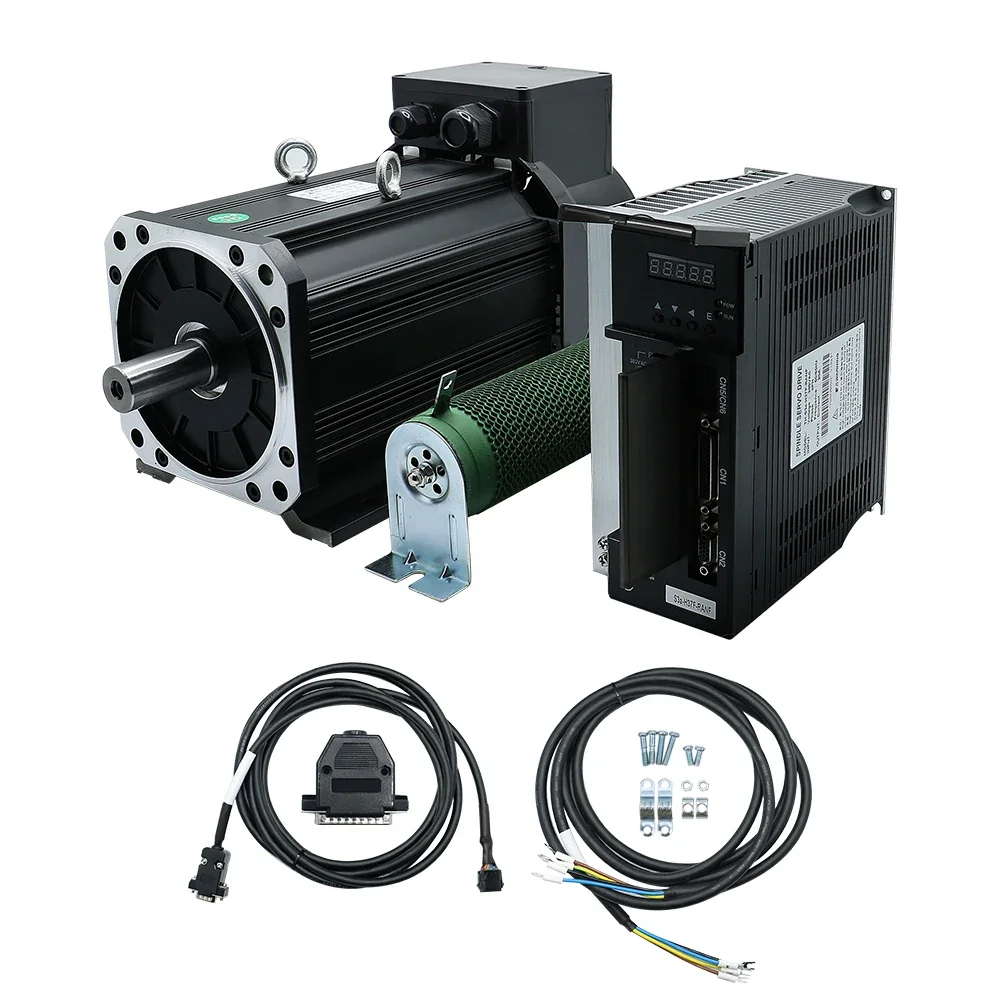 

High Speed High Torque 23.5Nm 380V 6000rpm 3.7kw AC Servo Spindle Motor And Drive CNC Kit