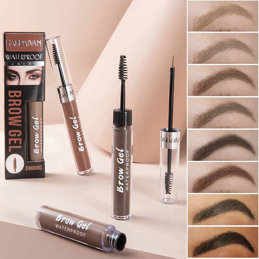 Eyebrow Cream Enhancers Waterproof Eye Brow Tattoo Gel Makeup Brown Black Tinted Liquid Eyebrows Tint With Ultra Fiber Brush