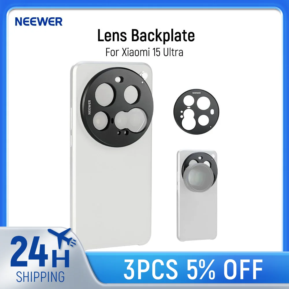 

NEEWER Lens Backplate For Xiaomi 15 Ultra ,Aluminum Alloy 17mm Thread Phone Lens Adapter Holder for Main & Telephoto Cameras