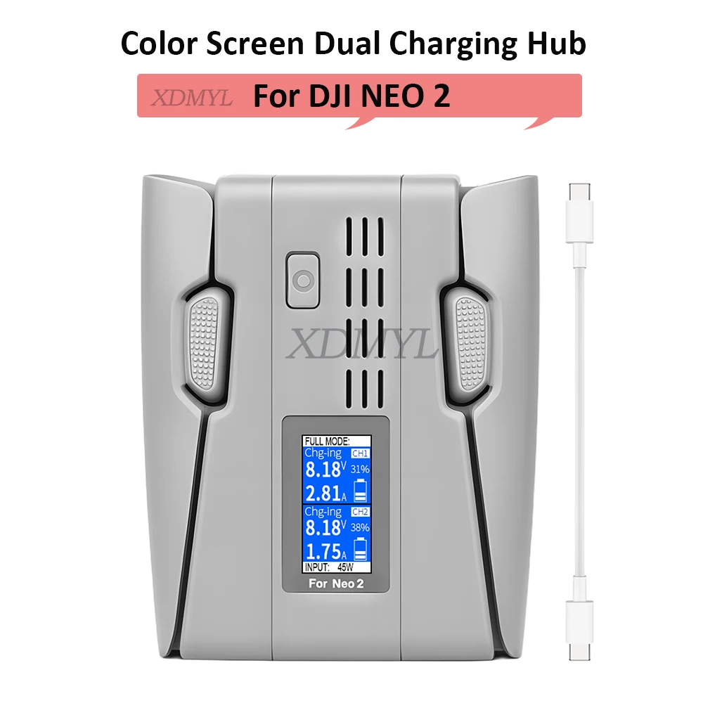 Farbbildschirm-Ladehub für DJI NEO 2 Akku-Ladegerät USB-Ladestation 2-Kanal-Schnellladegerät Bulter Drohnenzubehör