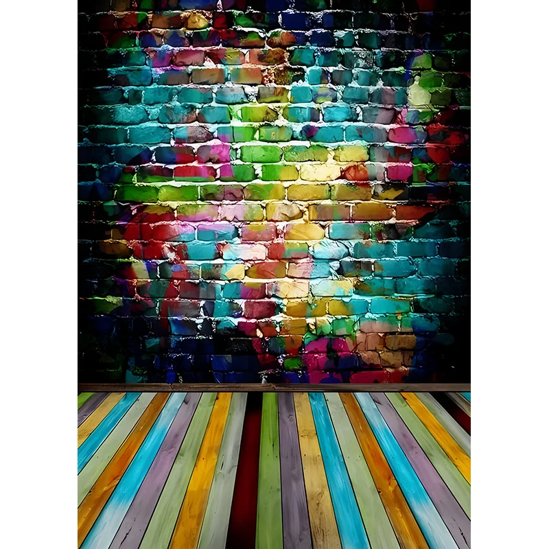 SHUOZHIKE-Parede de tijolos e piso de madeira Tema Fotografia Backdrops, Props Retrato, Children's Home Photo Studio Background, QY-81