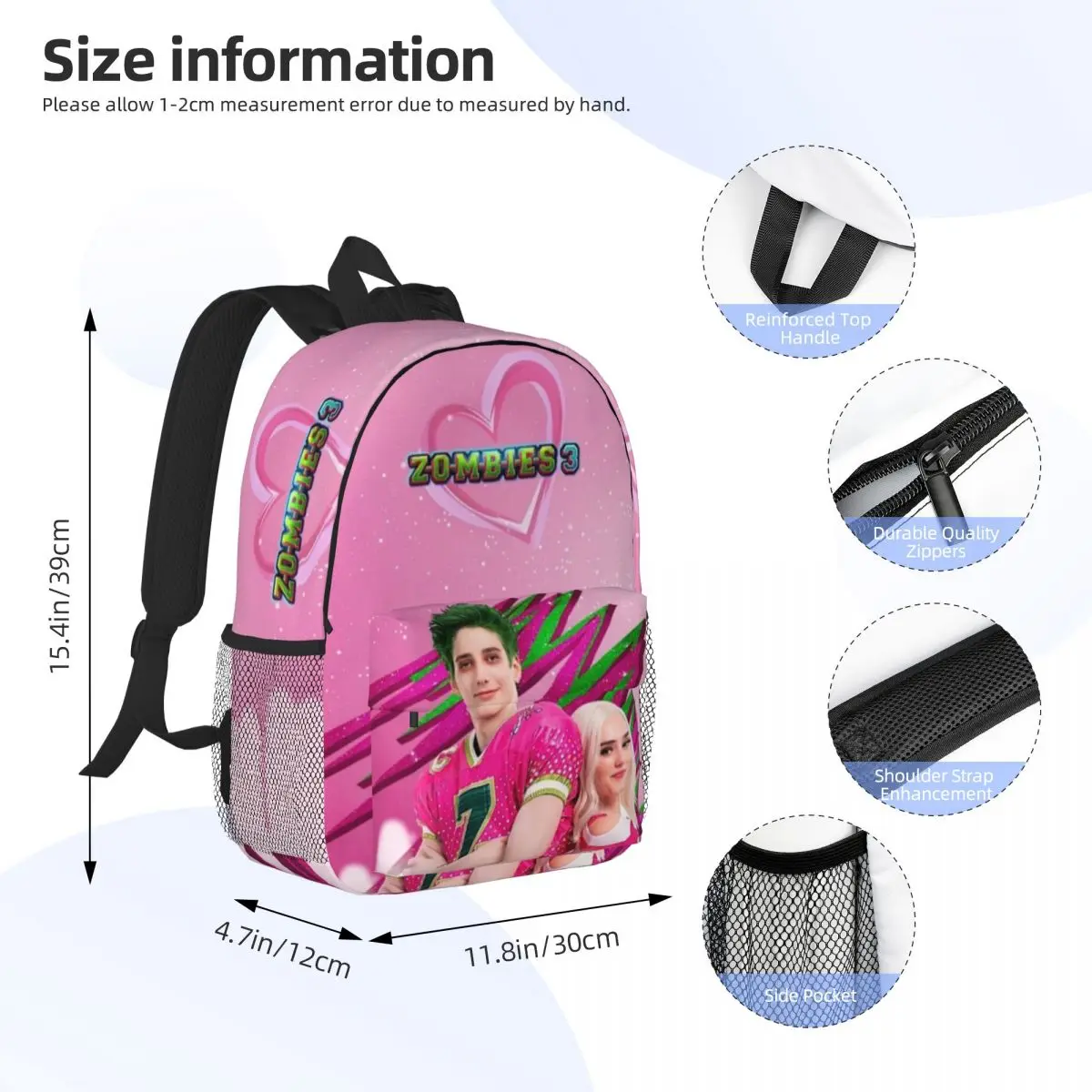 Z-Zombies-3 New Fashion High Capacity Waterproof College Backpack Trendy Laptop Travel Book Bag 15inch