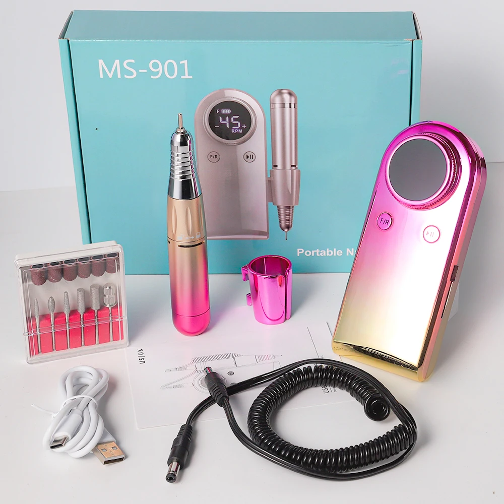 เครื่องตะไบเล็บไฟฟ้าแบบมืออาชีพ 45000 รอบต่อนาที ชาร์จซ้ำได้ เสียงเบา สำหรับเจลทาเล็บ อุปกรณ์ทำเล็บมือสำหรับร้านเสริมสวย