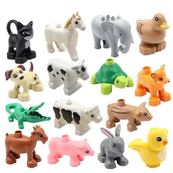 Grandes blocos de construção, porco, cão, vaca, cavalo, crocodilo, elefante, compatível com tijolos, brinquedos do jardim zoológico, presente das crianças, acessórios