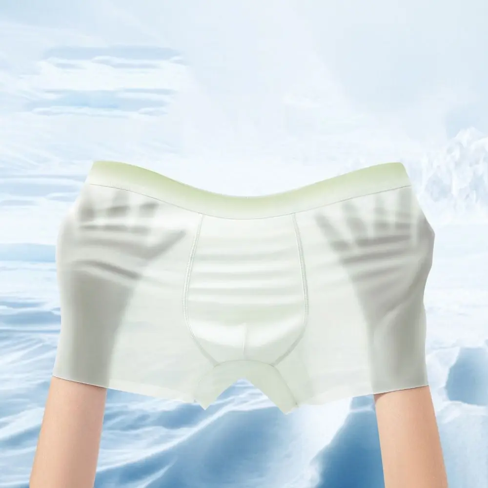 

4PCS Fashion Mid Waist Men's Ice Silk Panties Underpants Simple Seamless Boxers Briefs Solid Lingerie Underwears for Man Male