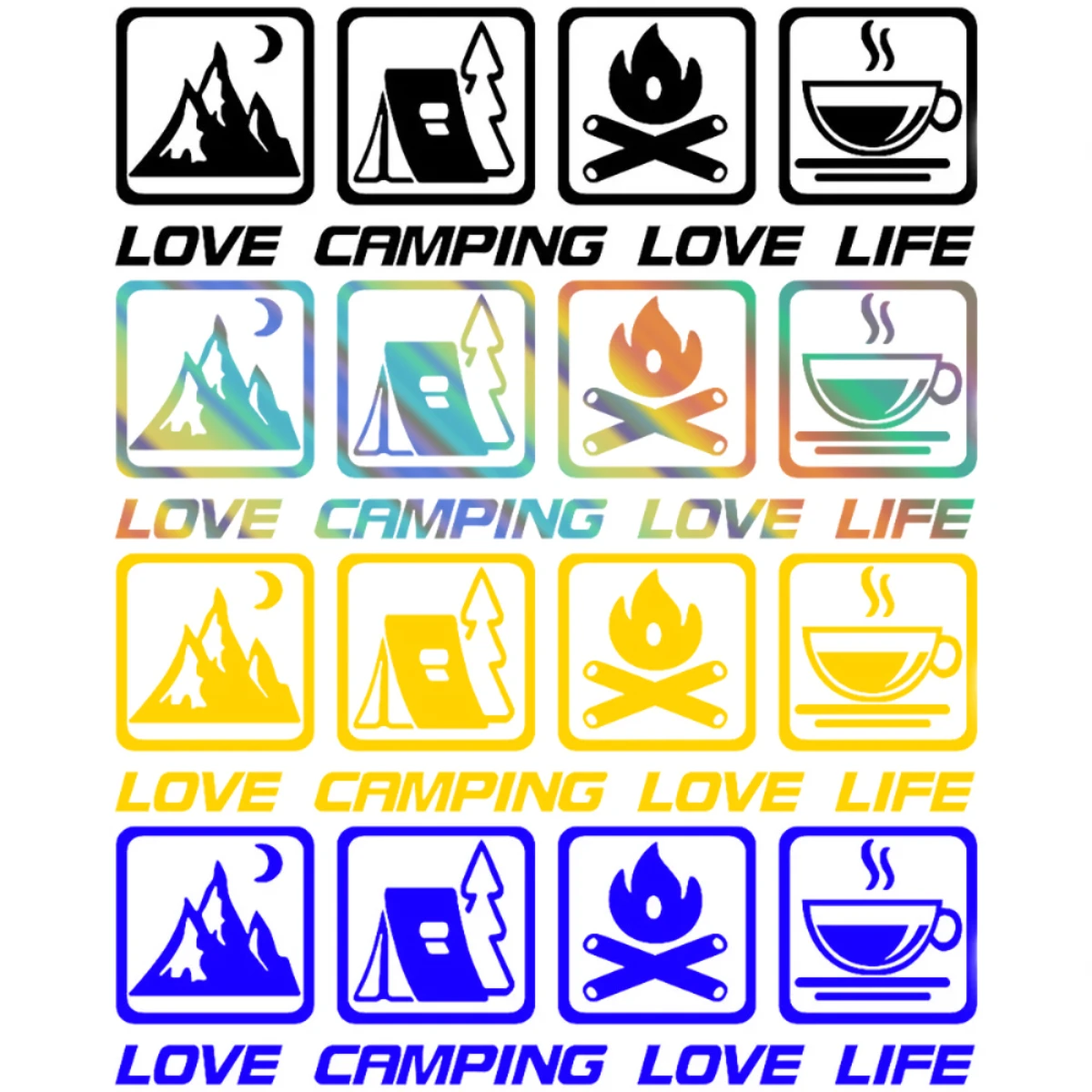

Love Camping Love Life Car Stickers Wilderness Campfire Adventure Coffee Campervan Body Decoration Stickers Sunscreen Waterproof