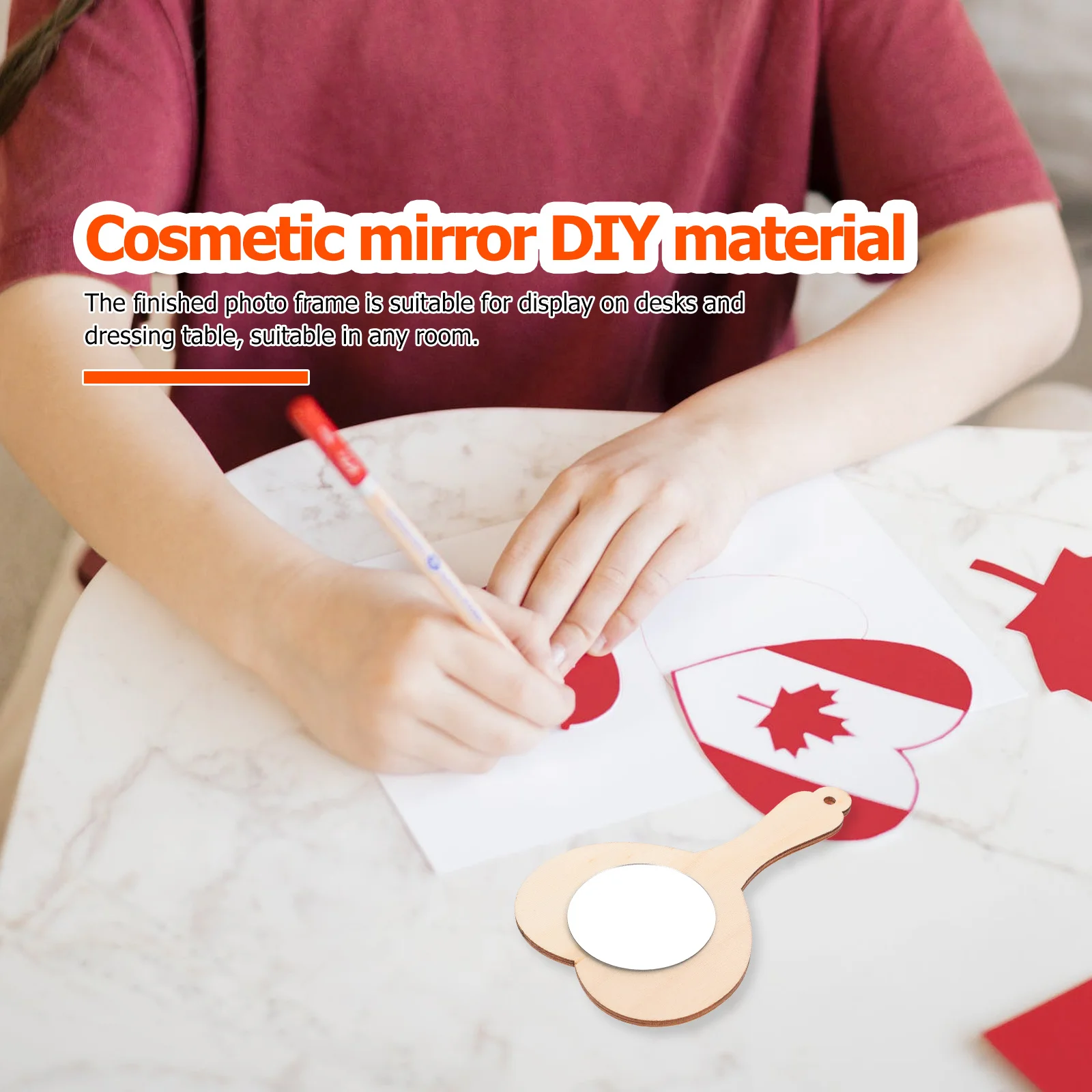 

10pcs Diy Wooden Mirror Painting Small Craft Mold For Handheld Makeup Decorative Unfinished Heart-Shaped Kit