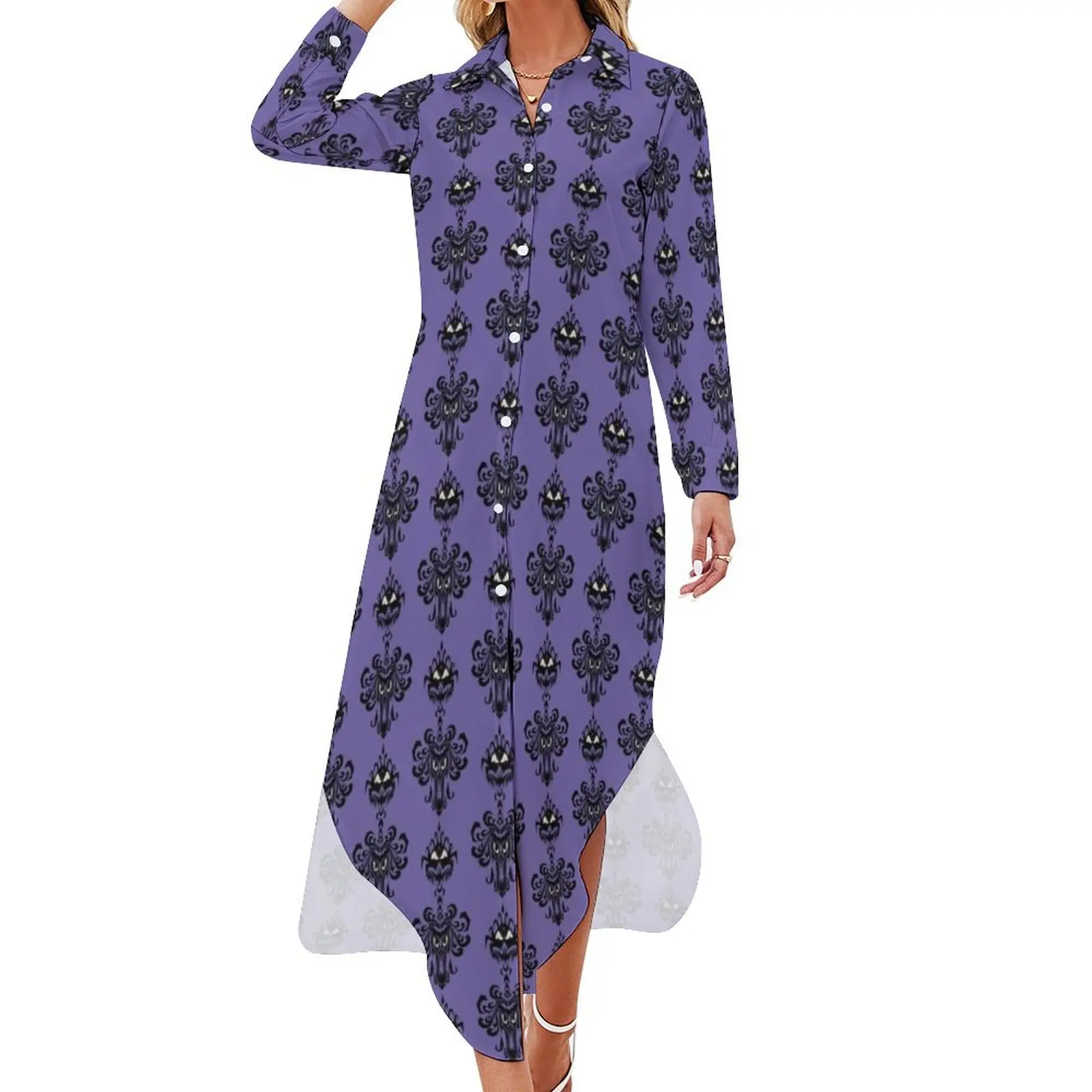 

A Haunted Mansion Demon Wallpaper Long Sleeved Shirt Dress Party dresses evening dresses women women long dresses