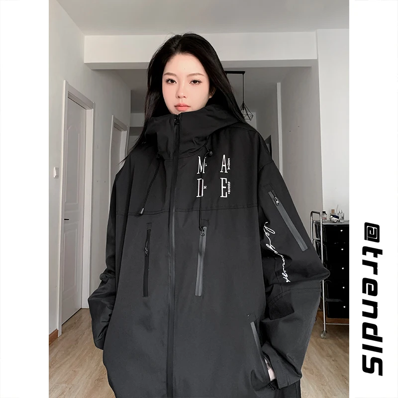 

Мужская уличная куртка в стиле хип-хоп, свободного кроя, повседневная, спортивная, ветрозащитная, из отборной ткани, с длинными рукавами, на молнии, однотонная