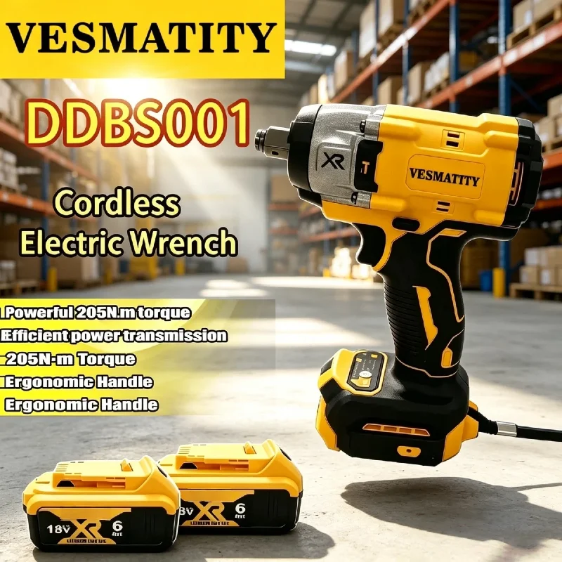 Vesmatity DDBS001 20V Brushless Impact Wrench High Torque Compact Tool for Truck Repair Assembly Elite Max Pro Plus Speed