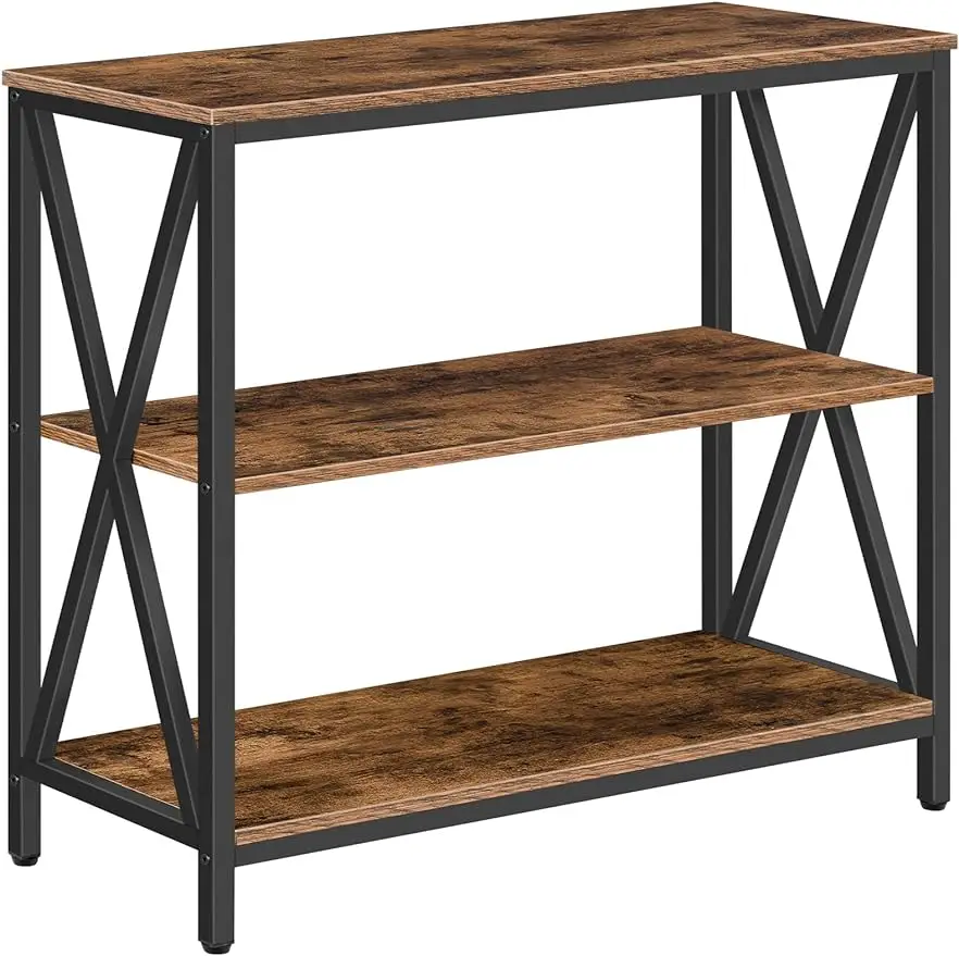 

Sofa Table Industrial Console Table 3-Tier Narrow Side with Open Shelves Foyer for Entryway Hallway Living