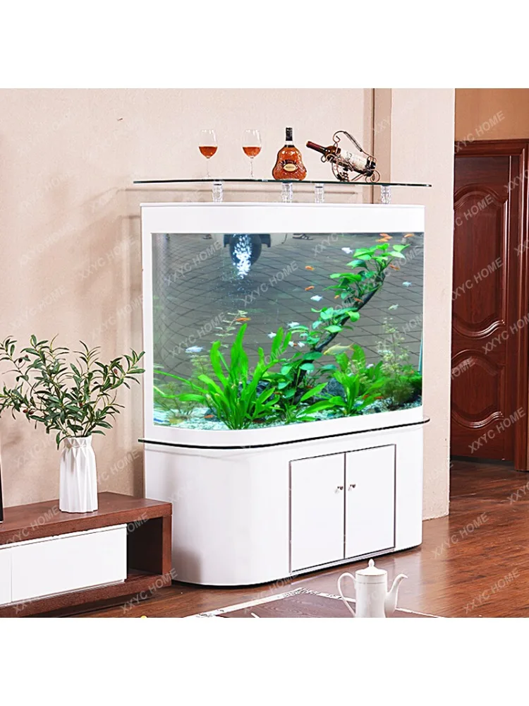 Fish Tank Aquarium Home Living Room Change Water Lazy Wall Ecological Bottom Filter Glass Fish Globe