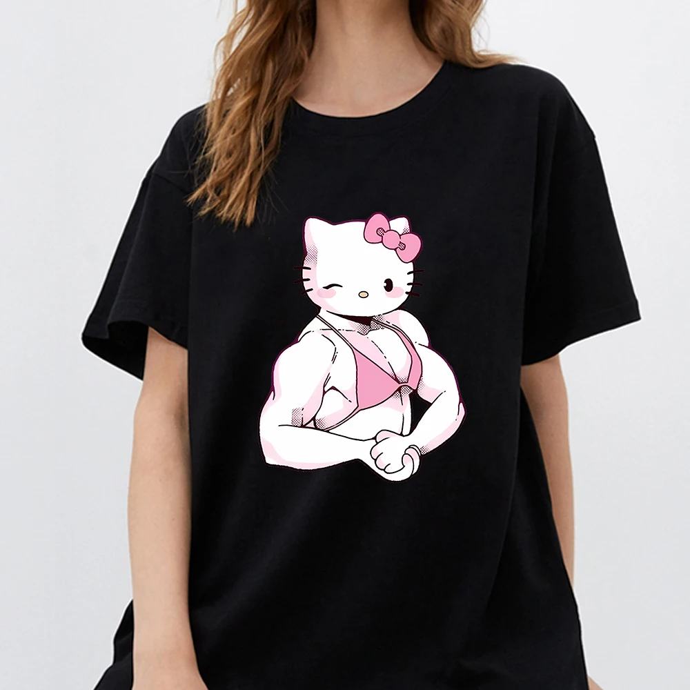 

Sanrio Hello Kitty Print T-shirts Anime Kuromi Cinnamoroll T-shirt Cotton Women's Short Sleeve Crew Neck Casual Top for Summer