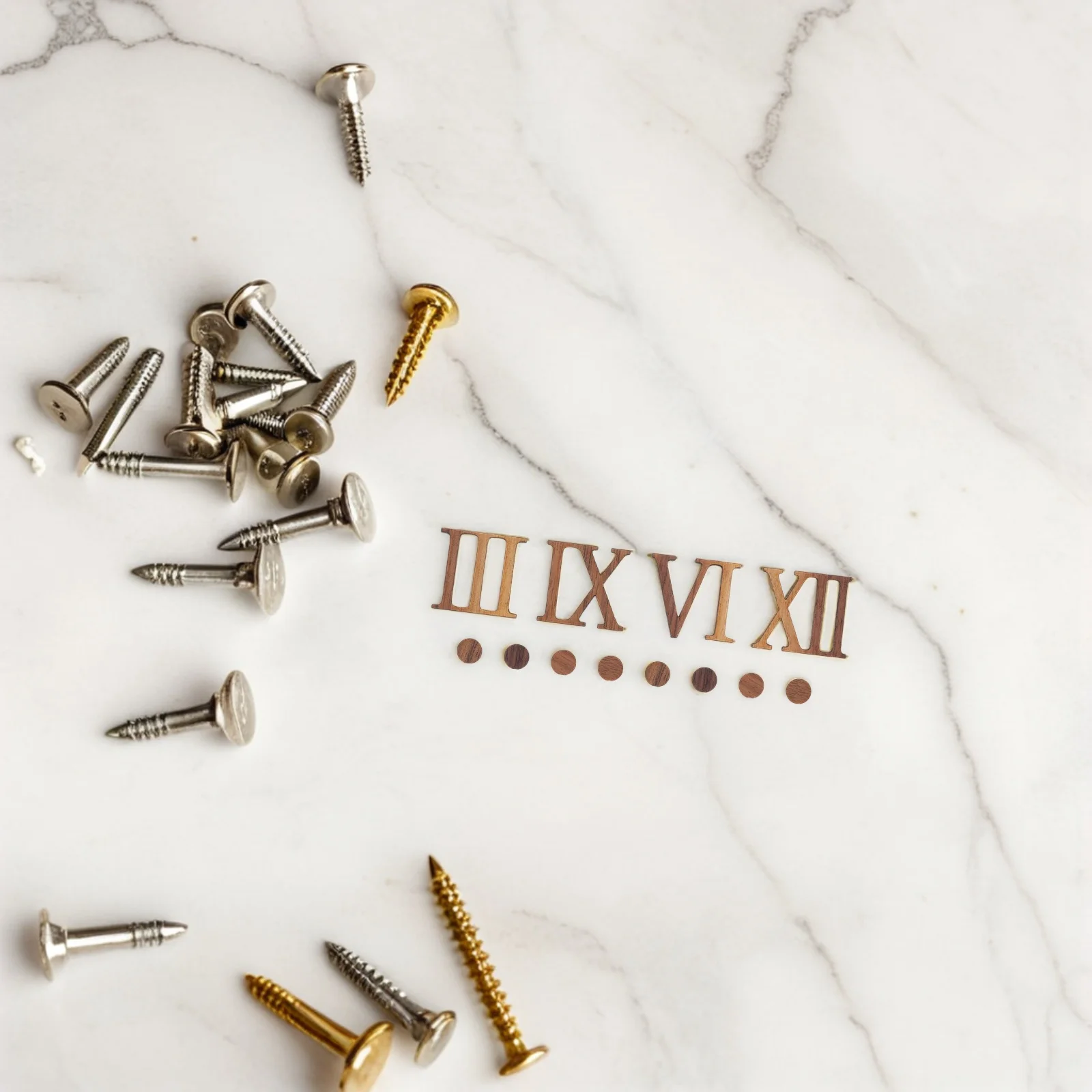 

1Set Roman Numerals Wood Clock Numerals Kit Silent Movement DIY Minimalist Wall Clock for Living Room Bedroom Office Decor