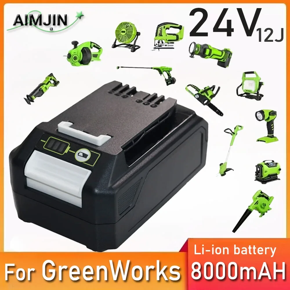 

Rechargeable Lithium Ion Battery 24V 8000mAh/4000mAh/6000mAh for Greenworks 24V 29842 29852 29322 20362 MO24B410 MO48L4211