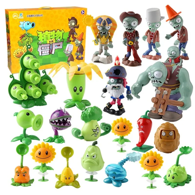 Figures Plants vs Zombies Toys full Set Series Peashooter Pirate Jetpack Zombie Soft Silicone Dolls for Children Birthday Gifts