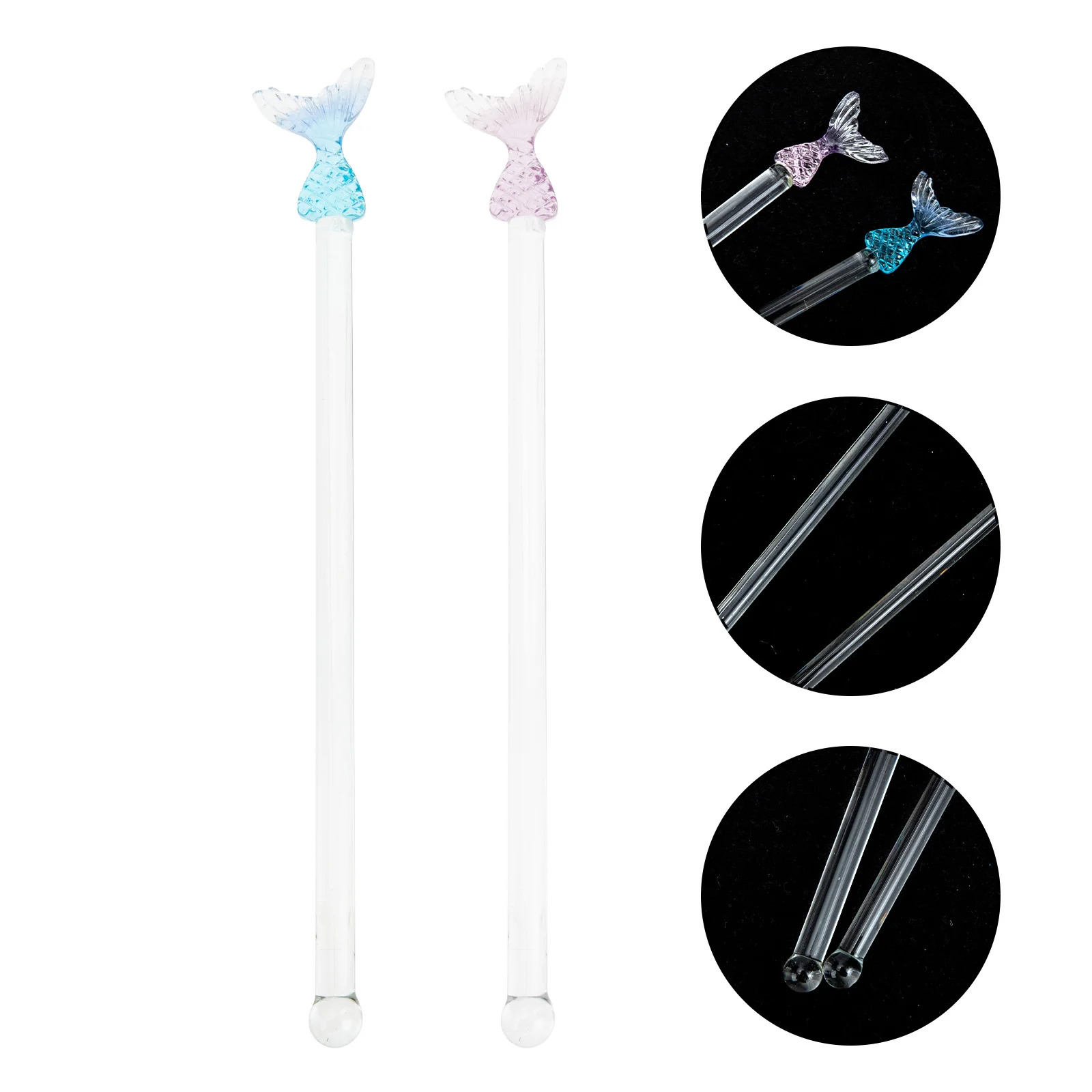 

2Pcs Glass Stirring Rods Lengthen Stir Sticks for Coffee Cocktail Wine Honey Drinks Cafe Shop Home Kitchen Hotel Decorative