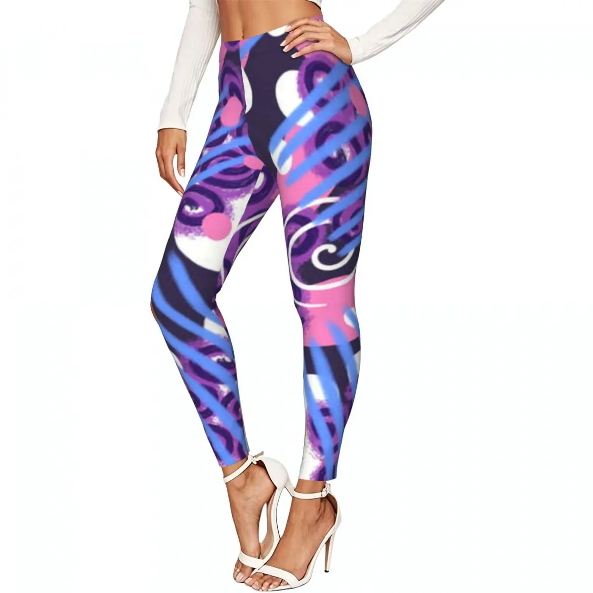 Abstract Geometric 80s Women Stretchy Leggings High Elastic Comfortable Fitness Yoga Pants