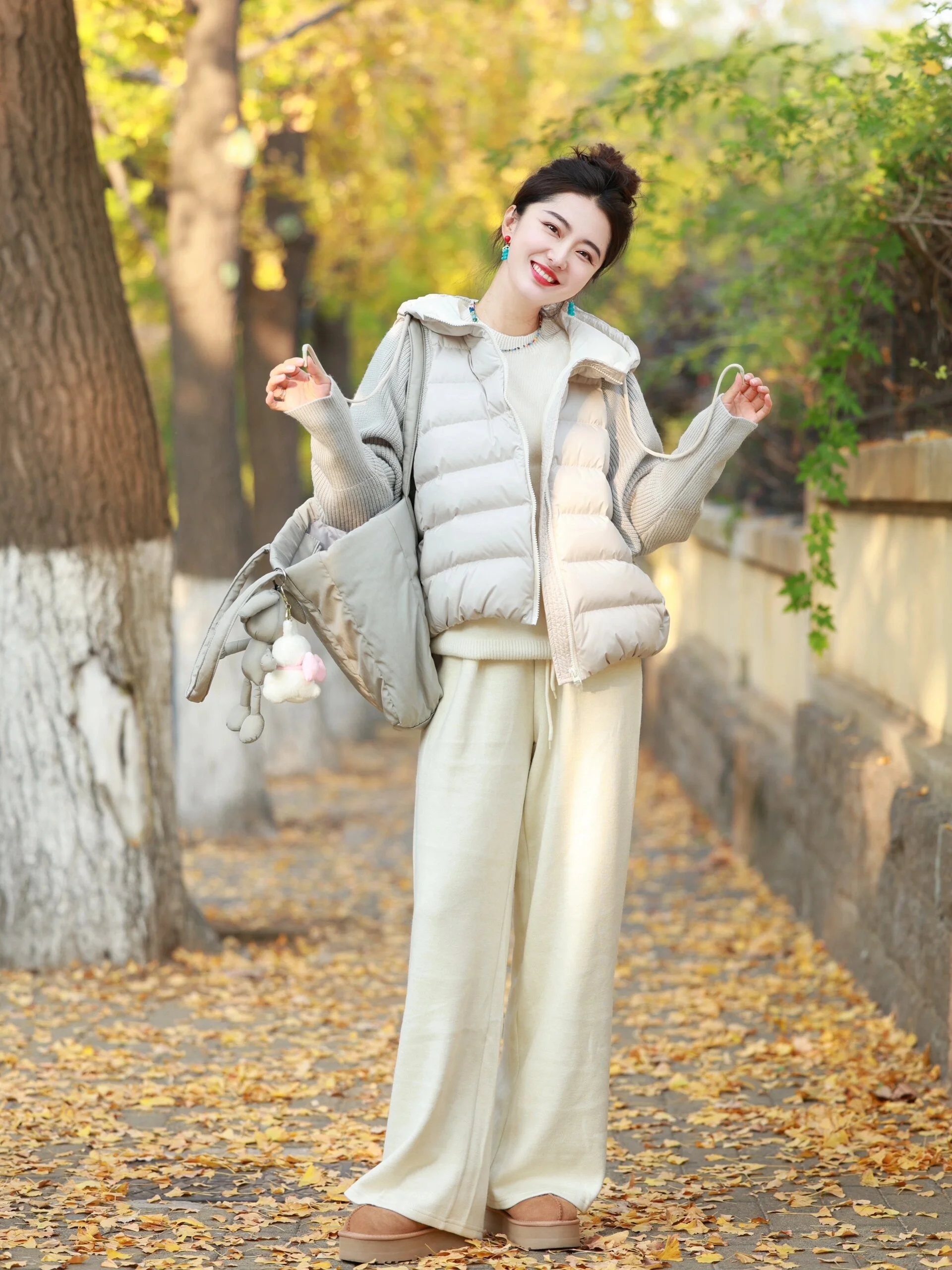 軽量ホワイトデュダウンオルトジャエットレディースニットスベパッチワークフェイクツーピースダウンジャエット通勤スレ冬新作...