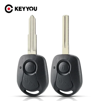 KEYYOU For Ssangyong 2 Button Car Key Replacement Fob Cover Case For Ssangyong Actyon Kyron Rexton Uncut Blade