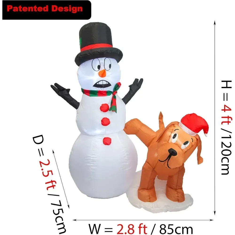 Christmas Inflatables 4 FT Inflatable Snowman Peeing Dog Holiday Outdoor/Indoor/House/Yard Decor with LED Christmas Inflatables