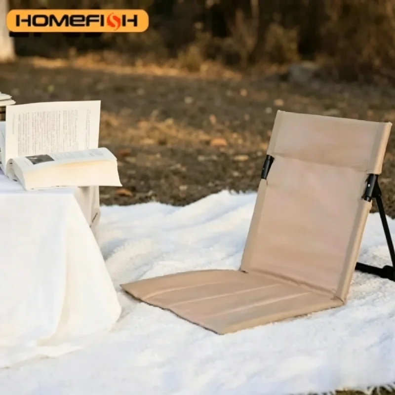 

Foldable Outdoor Camping Chair, Single Lazy Backrest Chair with Cushion, Portable Design for Garden Picnic Park Beach