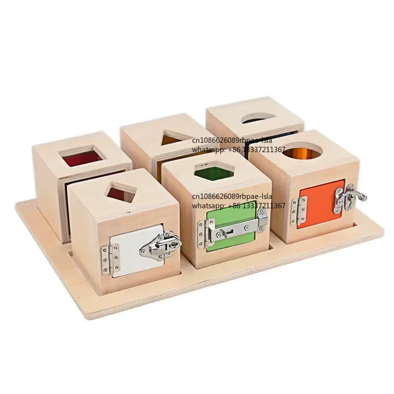 

Montessori teaching aids wooden unlocking box 6-piece set children's early education educational learning daily life
