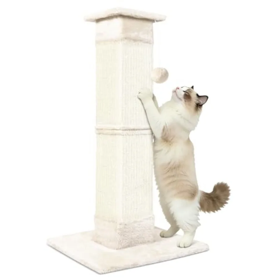 

Когтеточка для кошек 33 дюйма, вертикальная, из сизаля, для домашних кошек, с подвесным шариком, высокая, для лазания