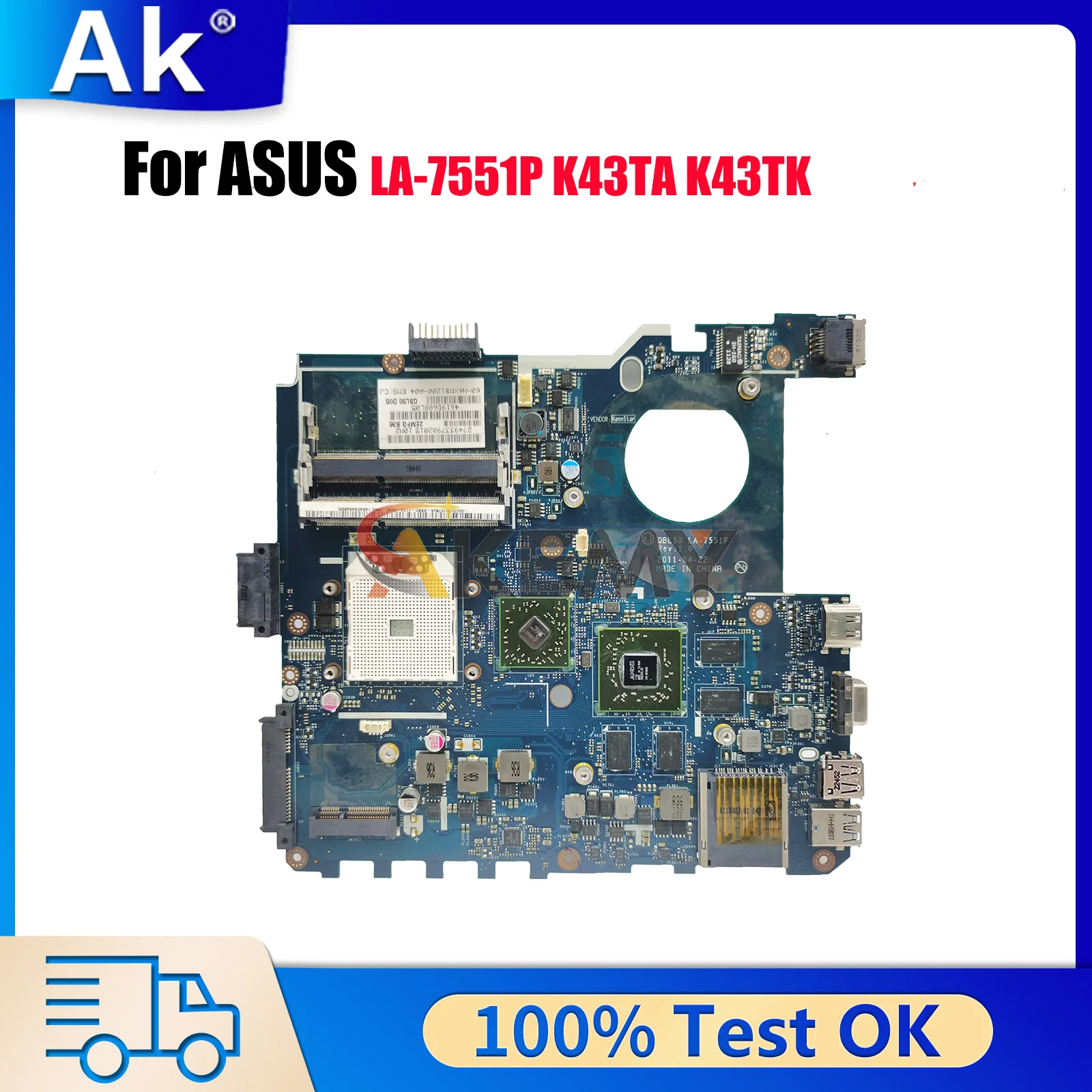 

LA-7551P Материнская плата для ноутбука ASUS K43TK K43T K43TA Материнская плата для ноутбука в наличии 100% тестирование ОК быстрая доставка Высочайшее качество