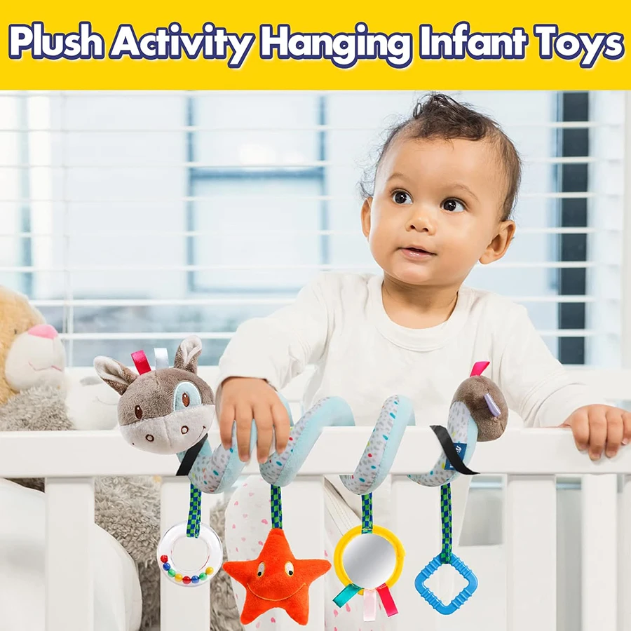 ของเล่นติดรถเข็นเด็ก ของเล่นเสริมพัฒนาการสำหรับเด็กชายและเด็กหญิง อายุ 0 3 6 9 10 12 เดือน ของเล่นตุ๊กตาแขวนแบบเกลียว ของเล่นสำหรับเด็กเล็ก