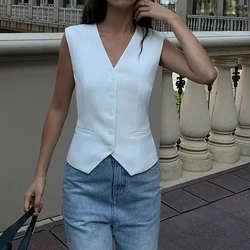 New Summer Solid Color Simple Pony Clip Suit Vest Vest Fashionable and Versatile Short Cardigan Vest