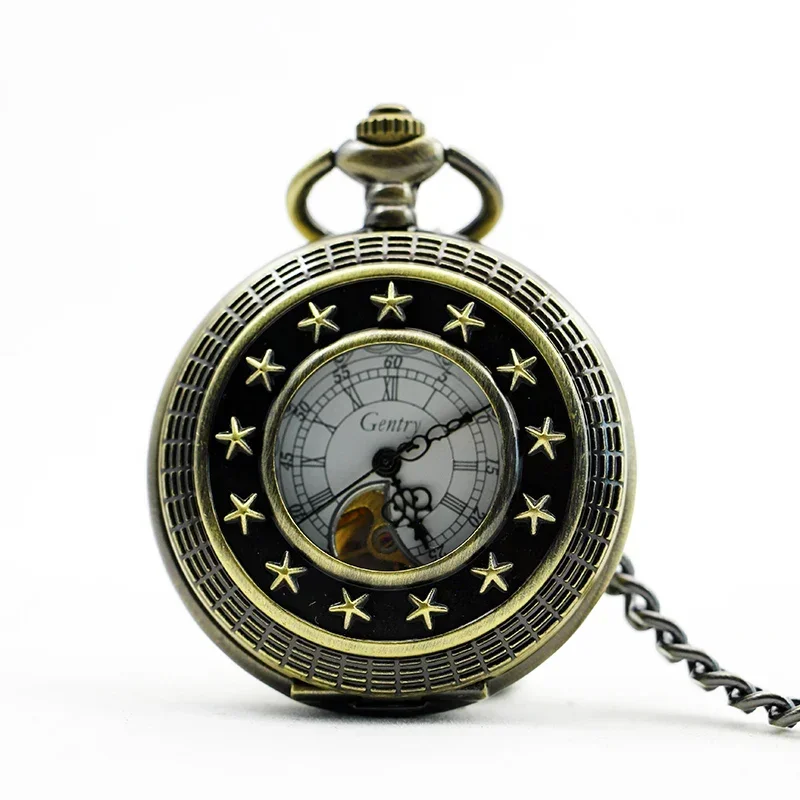 

Pocket Watch for Men Pendant Necklace Bronze Mechanical Pocket Watch Analog Clock Hand Wind Fob Watch Gifts Reloj De Bolsillo