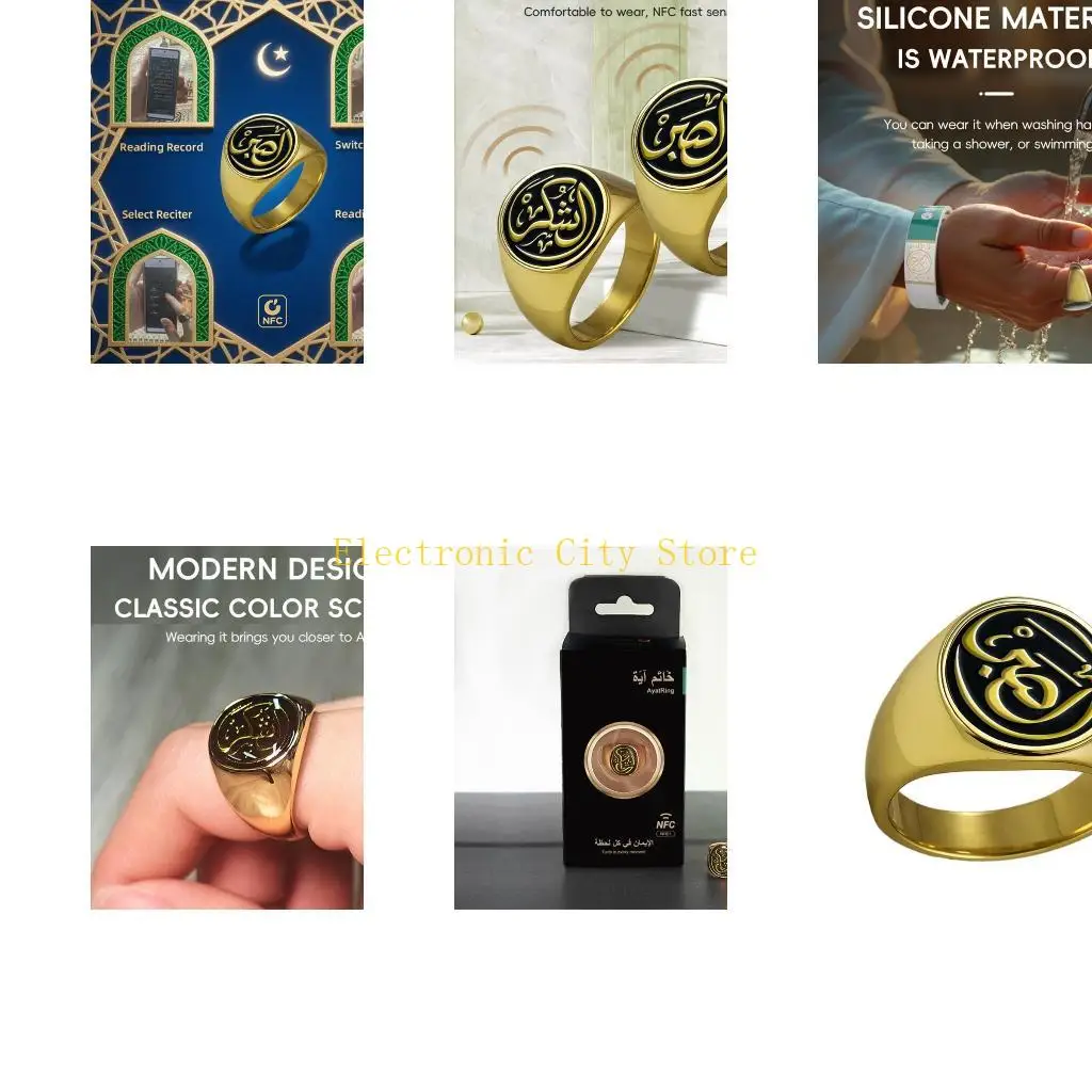 

Intelligent Rings Quran Verses Multilingual Translation Waterproof Jewelry HU8D
