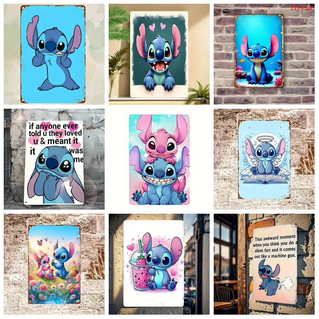 

Miniso Collection of Disney Stitch Metal Signs wall decor Tin Signs Captain Metal Poster Decor for Bar Pub Club Wall Decoration