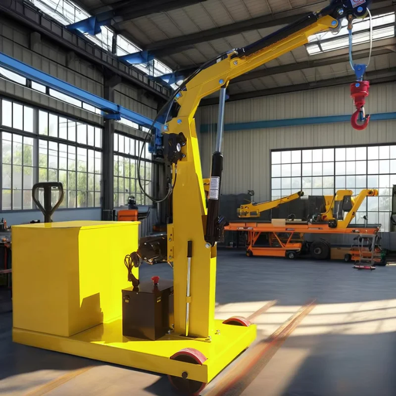 Mini Electric Floor Crane 360 Degree Rotating Crane 2T Hydraulic Mobile Floor Crane For Material Handling