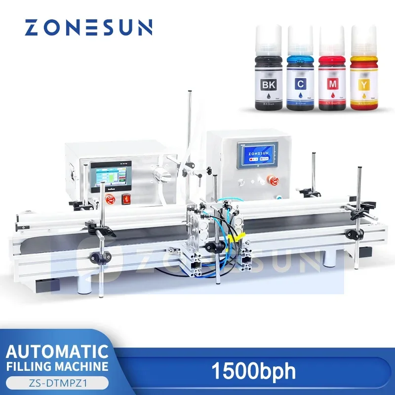 ZONESUN ZS-DTMPZ1 Automatic Digital Control Bottle Liquid Filler Machine Water Juice Magnetic Pump Jar Vial Conveyor Packaging