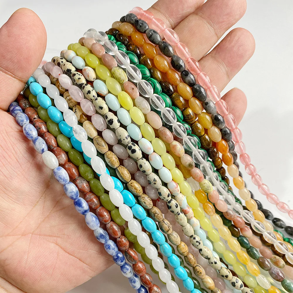 5*8mm Natural Stone Rice Oval Loose Beads Mixed Color Gem stone Beads For DIY Bracelet Necklace Jewelry Making Accessories