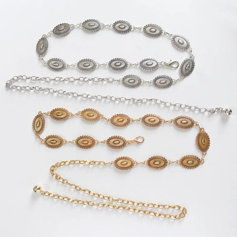 Retro Versatile Ethnic Style Metal Bohemian Waist Chain Belt For Women Fashion Sweater Chains Seal Body Decor Accessories