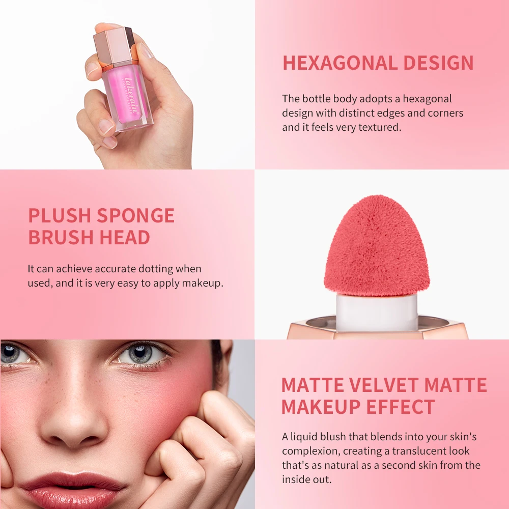 New Facial Liquid Cheek Blush con spugna nutriente Blush Cream Waterproof multiuso Eyes lips Makeup Blush Stick Cosmetics