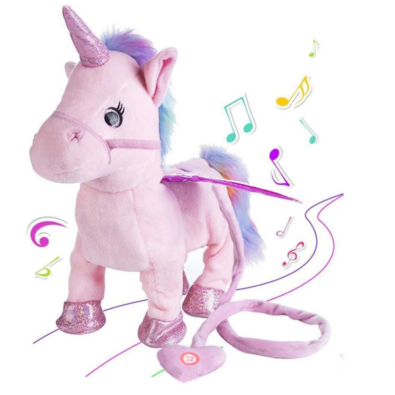 

Hot Toys 35cm Electric Walking Unicorn Plush Toy Stuffed Animal Toy Electronic Music Unicorn Toy For Children Christmas Gifts