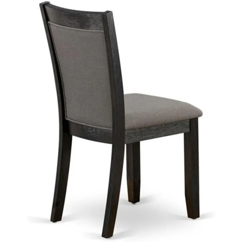 طقم طعام مكون من 3 قطع من East West Furniture مع طاولة مستديرة من Dropleaf وكرسيين باللون الرمادي الداكن #3