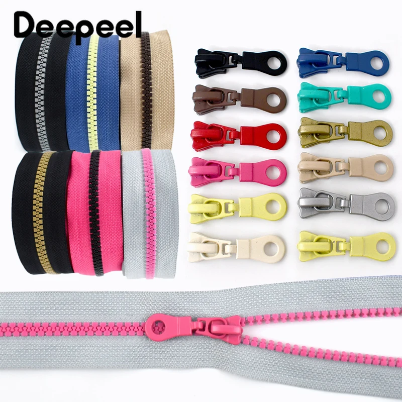 1/2/5yards deepeel 5# pryskyřice zipy páska s posuvníku duha dekorační na zip svitek + zip tahoun sáček bunda DIY šicí příslušenství