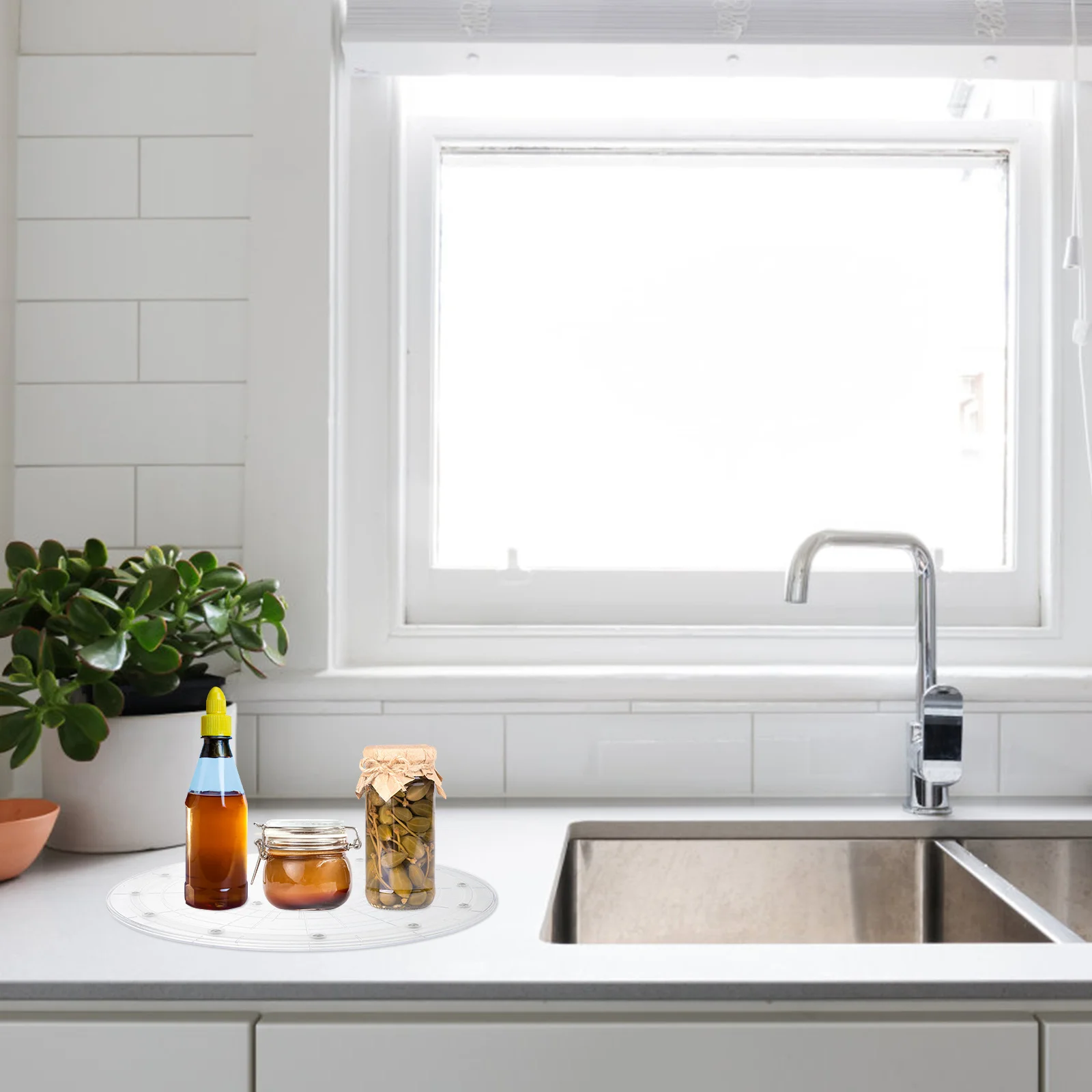 قرص دوار من الأكريليك الشفاف يدور 360 درجة، طحن ناعم، سطح أملس، تصميم مضاد للانزلاق لمنظم تخزين المطبخ #2