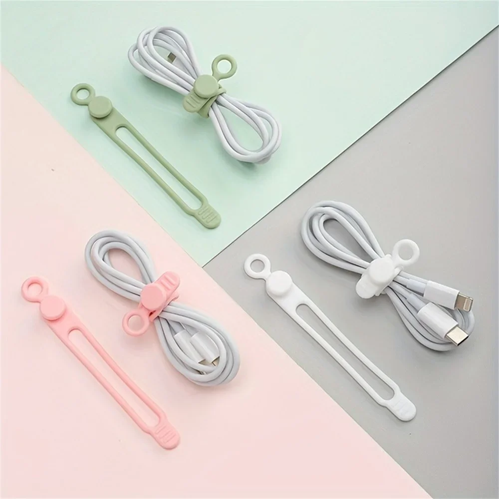 Silicone Cable Ties 10/20pcs,Cord Organizer,Cable Straps,Reusable Cord Ties,Travel Cable Organizer ,Cute Elastic Tie, Wire Ties