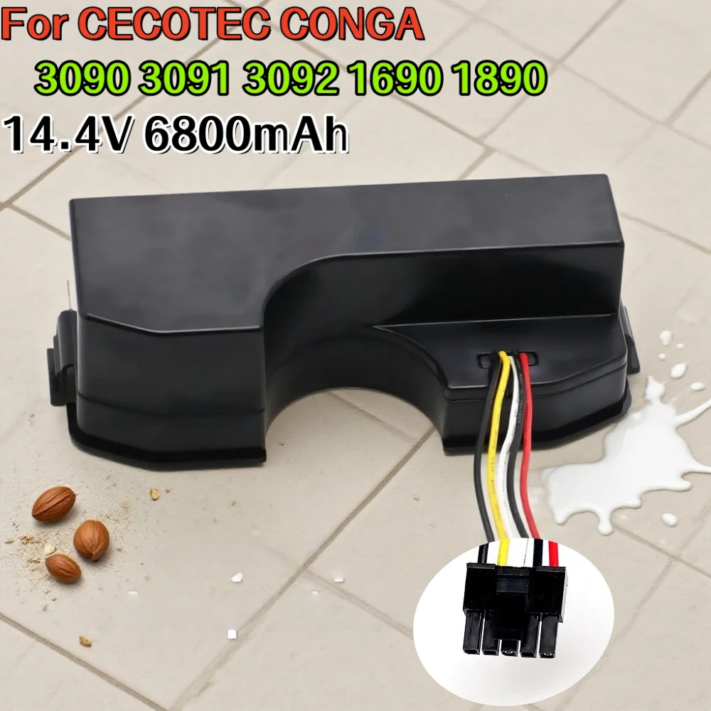 

6800mAh 14.4V Replacement Battery for Conga 3090/3091/3092/1690/2090 Robot Vacuum Cleaner,Compatible Lithium Battery Accessories
